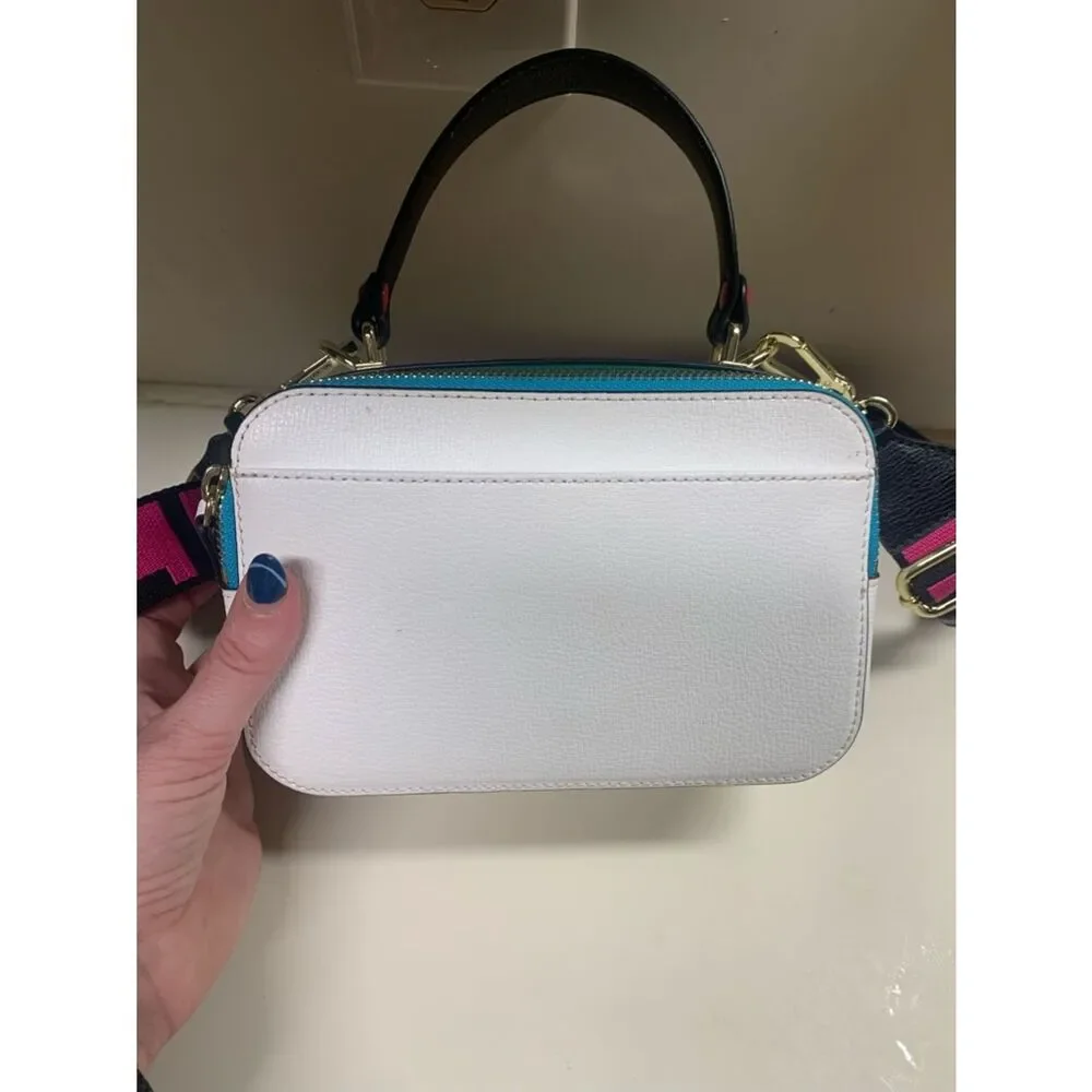 NWT Karl Lagerfeld Simone Crossbody Top Handle – White Multi Stud Logo - Picture 7 of 7